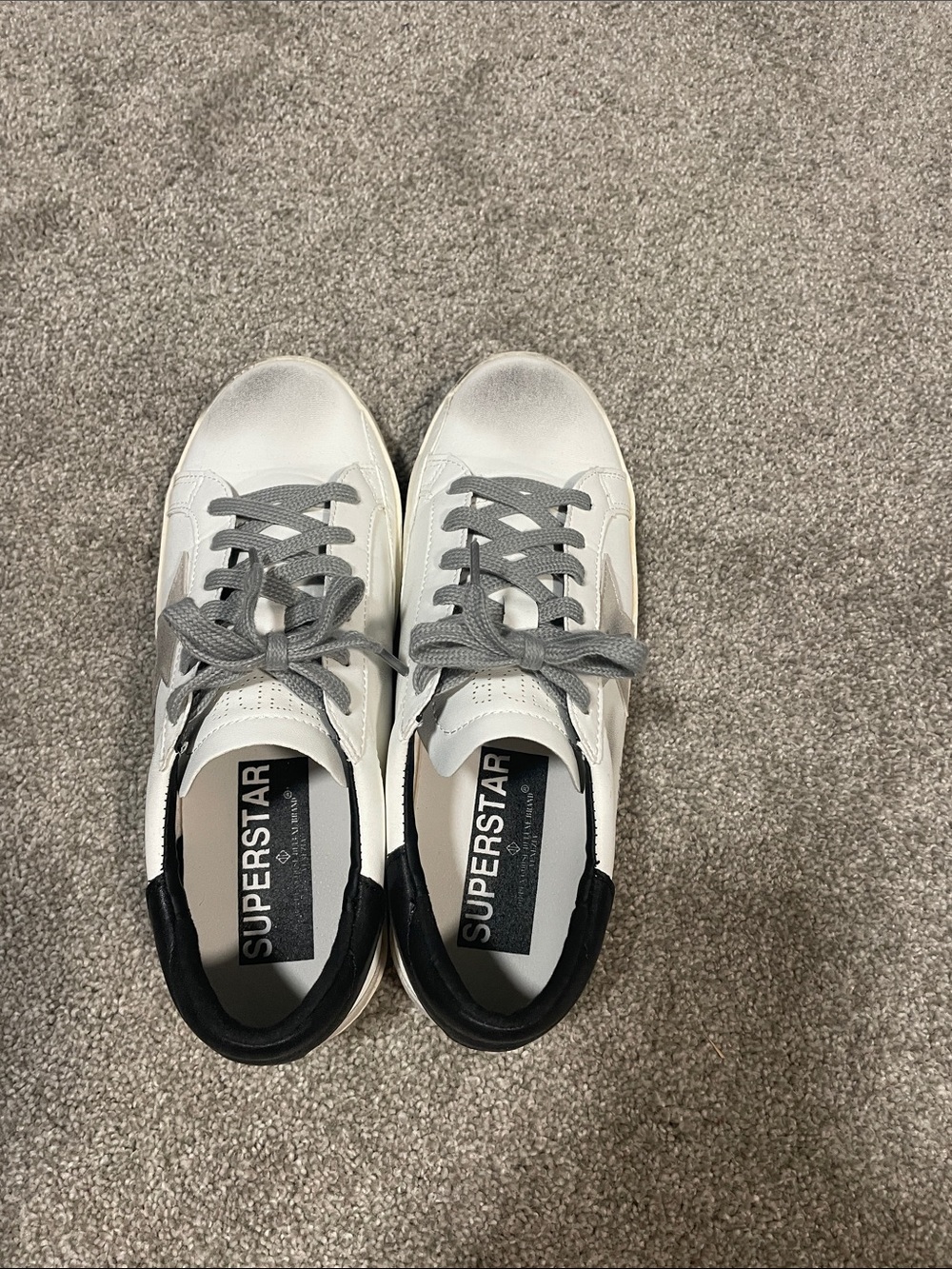 White and Gray Low-Top Women’s Athletic Sneakers - Picture 2 of 5
